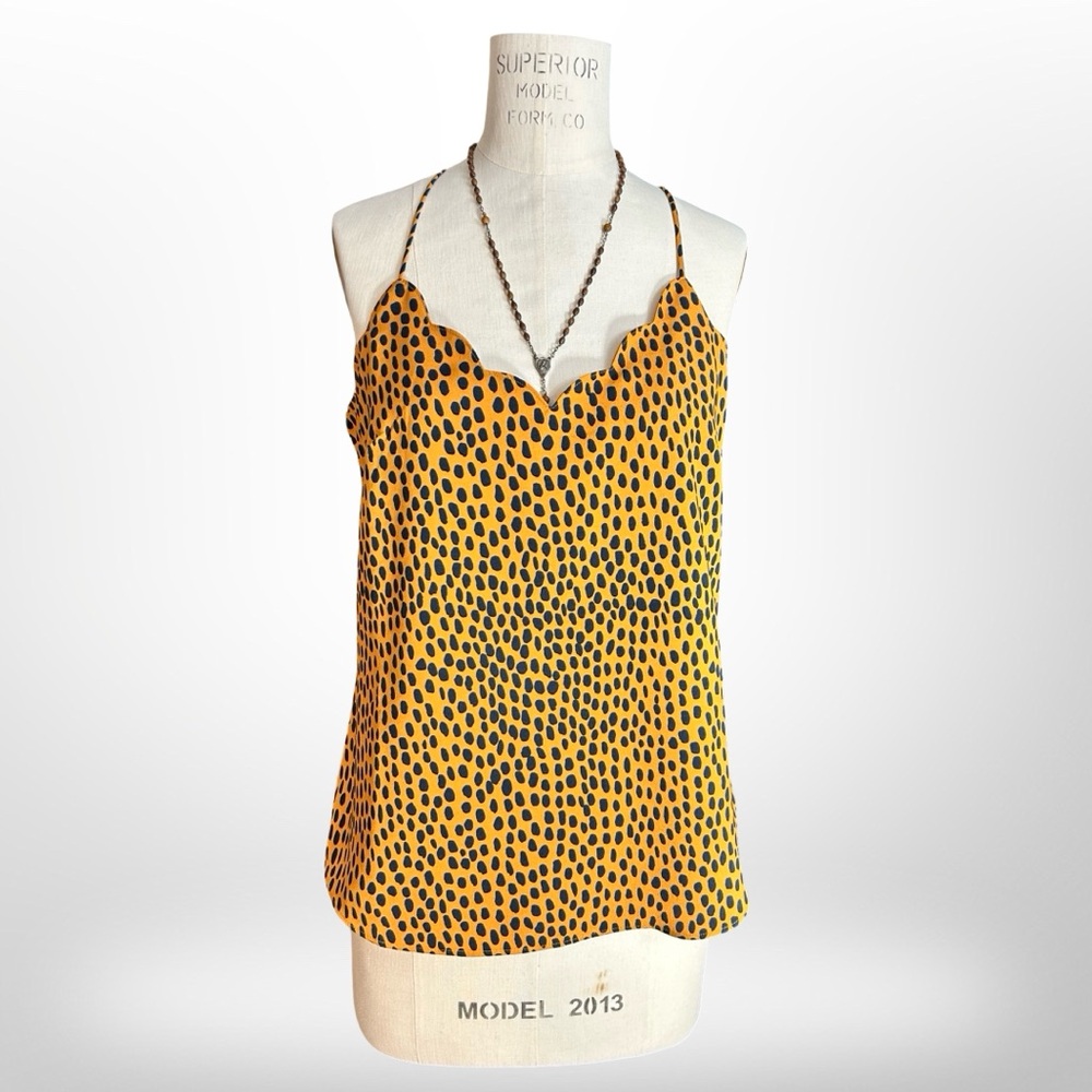 NWT J. Crew Leopard Scalloped Cami Women Blouse Top Size 4/Small